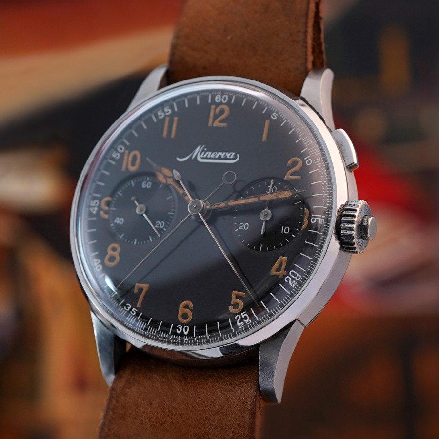 Minerva Split Seconds Chronograph Oversize - scharfe Bandanstöße