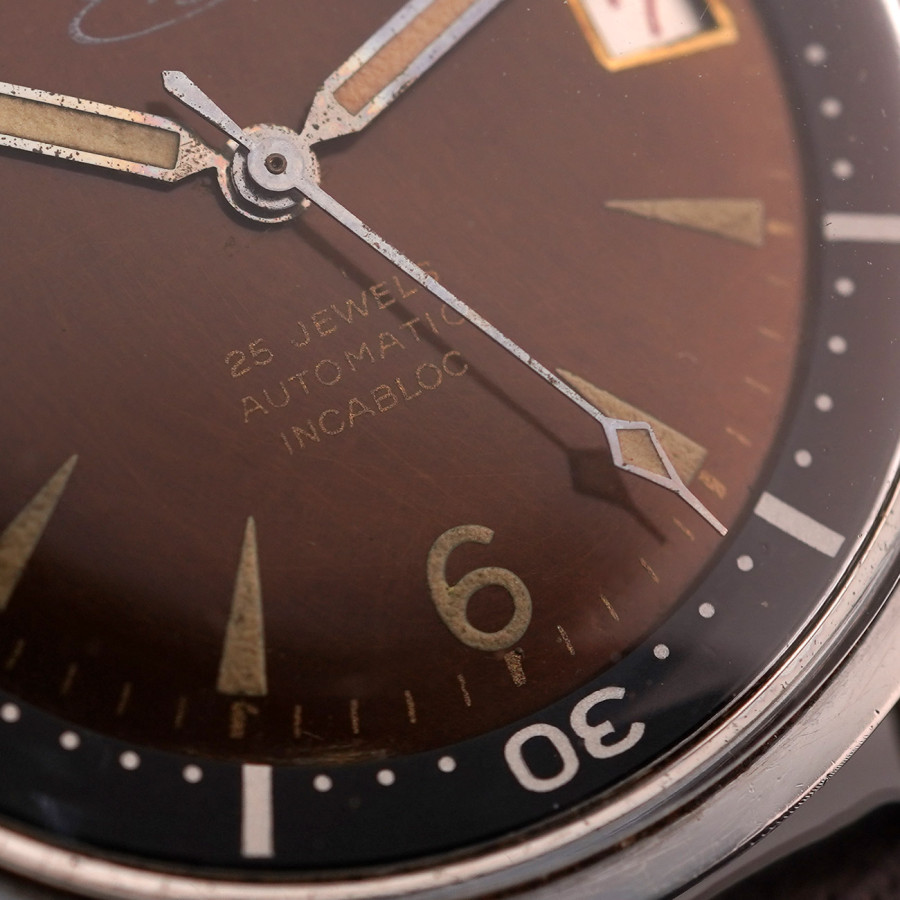 Elgé Super Compressor Diver - tropical dial, second hand with a diamond tip
