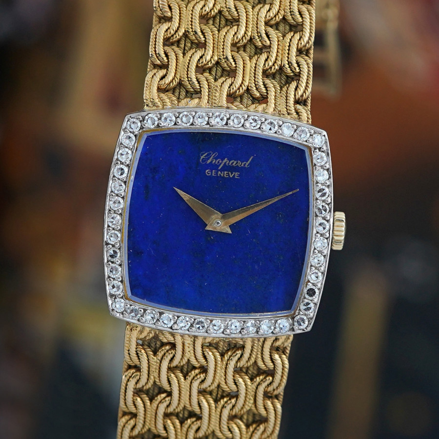 Chopard 1970er Damenuhr - Lapislazuli Dial - Lünette mit Diamantenbesatz