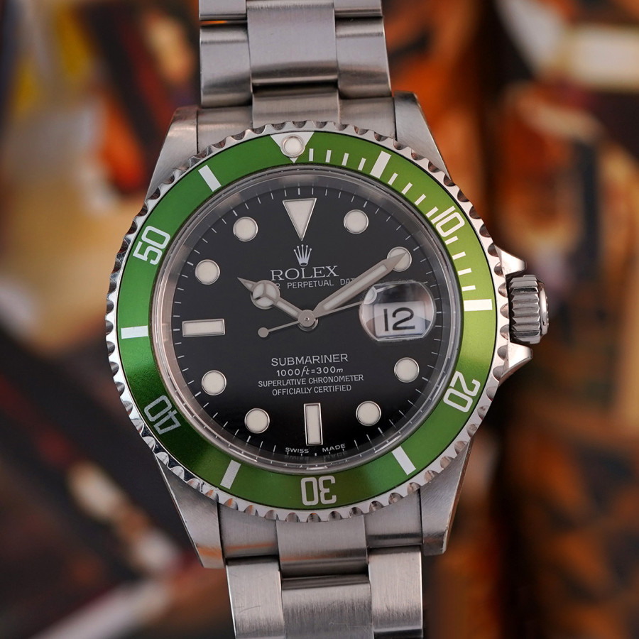 Rolex Submariner 16610LV Kermit - Flat Four - rare flat four bezel insert