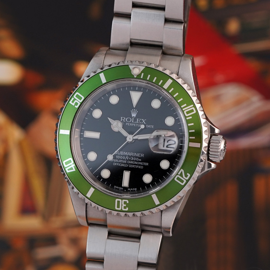 Rolex Submariner 16610LV Kermit - Flat Four - large hour markers
