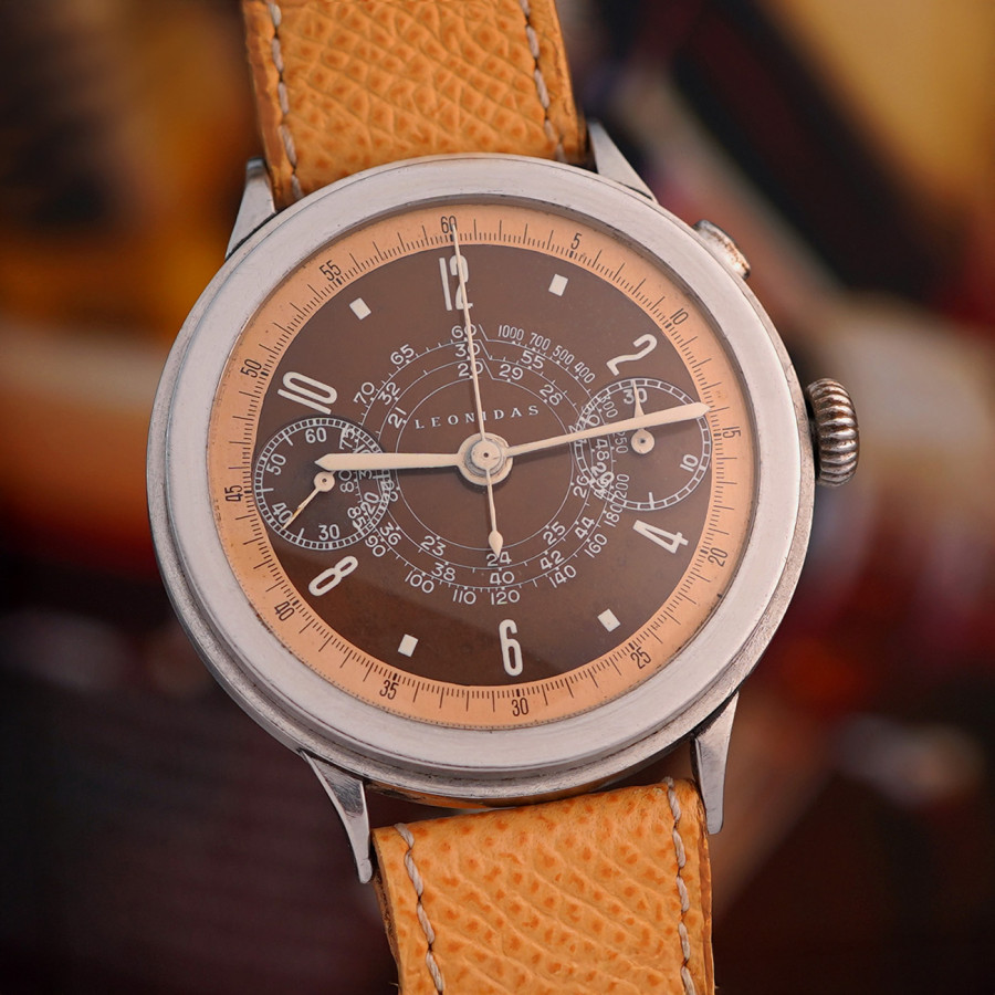Leonidas Monopusher Chronograph Tropical Dial - impressive tropical patina