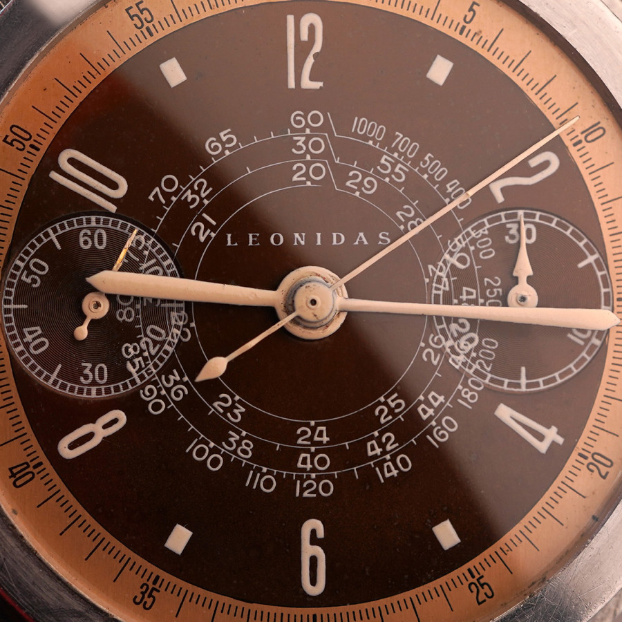 Leonidas Monopusher Chronograph Tropical Dial - tachymeter snail scale