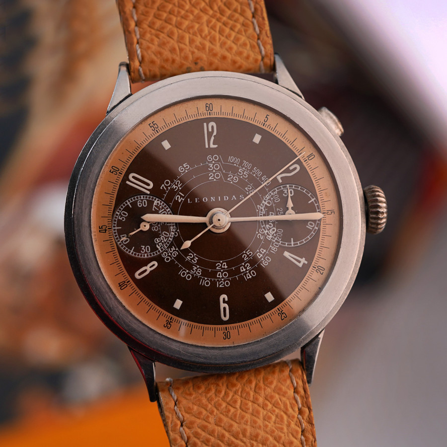 Leonidas Monopusher Chronograph Tropical Dial - large 40mm case