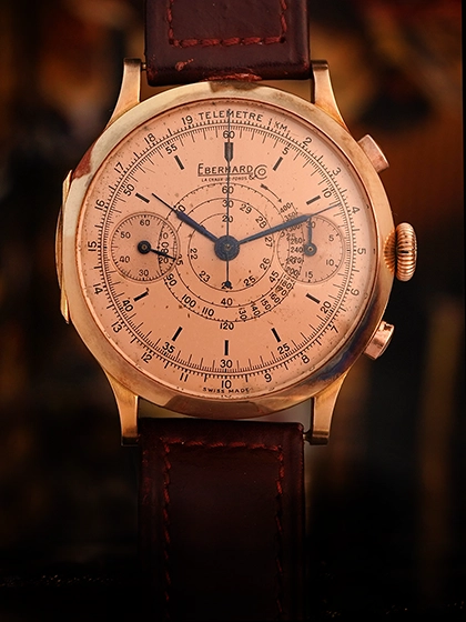 Eberhard Pre Extra Fort Pink Gold Salmon Dial NOS