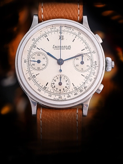 Eberhard Pre Extra Fort Split Seconds Chronograph White Dial